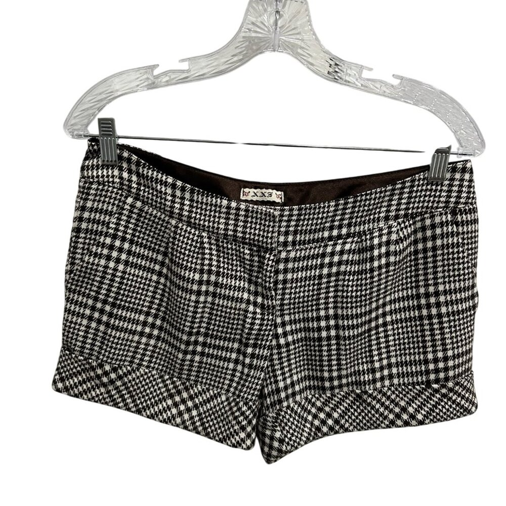 XXZ Womens Black & White Cuffed Hem Houndstooth Shorts Size XS Preppy Retro